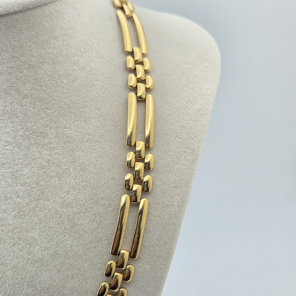 Monet Gold-Tone Ladder Link Choker Necklace 16" - 80s Vintage - Picture 11 of 12